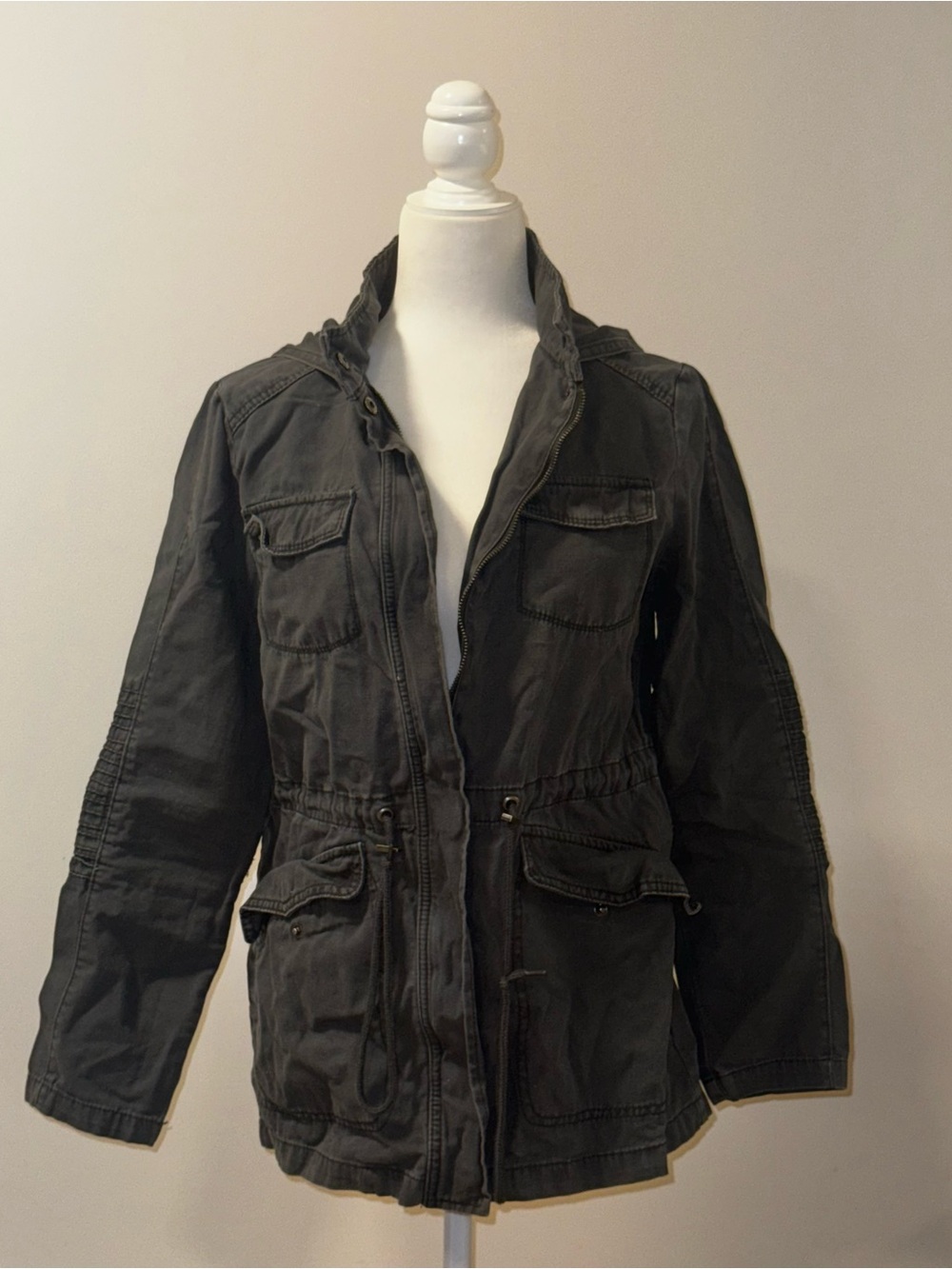 a.n.a Women’s Charcoal Gray Hooded Utility Jacket – Size S